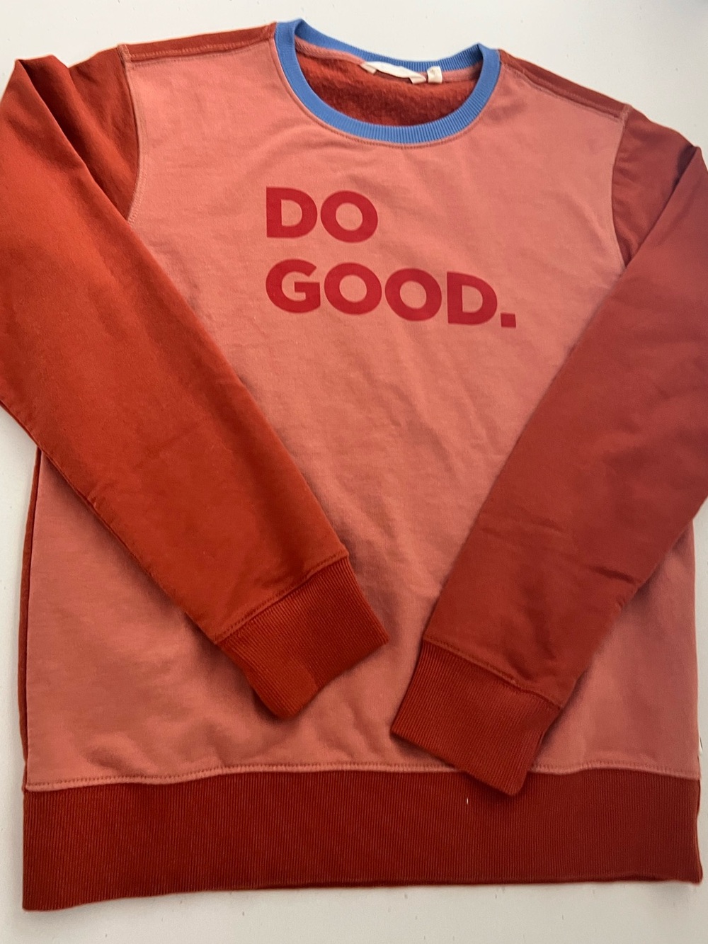 Cotopaxi Kids Large Do Good Crewneck Sweatshirt Coral Pink Colorblock